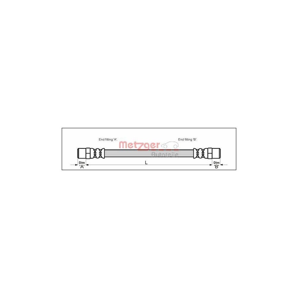 Bremsschlauch METZGER 4111756 für VW, Hinterachse links