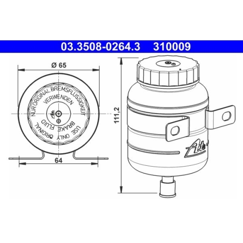Ausgleichsbehälter, Bremsflüssigkeit ATE 03.3508-0264.3 für HANOMAG MAN
