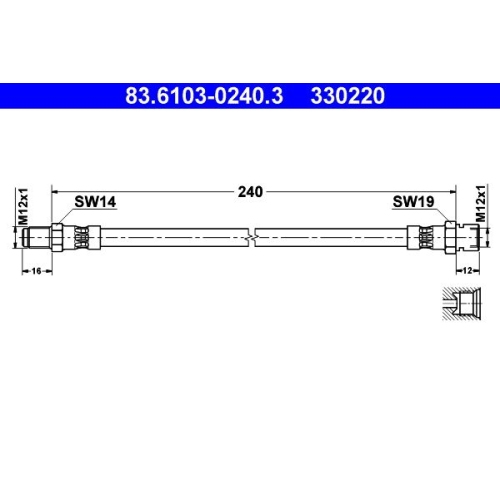 Bremsschlauch ATE 83.6103-0240.3 für FORD MERCEDES-BENZ