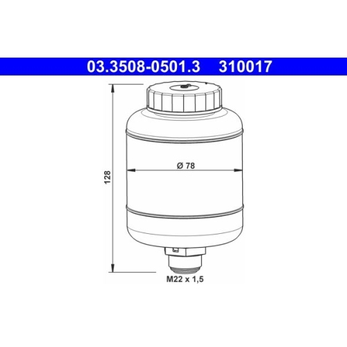 Ausgleichsbehälter, Bremsflüssigkeit ATE 03.3508-0501.3 für BUESSING DAF HANOMAG