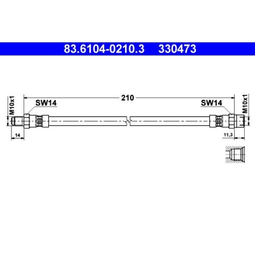 Bremsschlauch ATE 83.6104-0210.3 für MERCEDES-BENZ, Hinterachse links