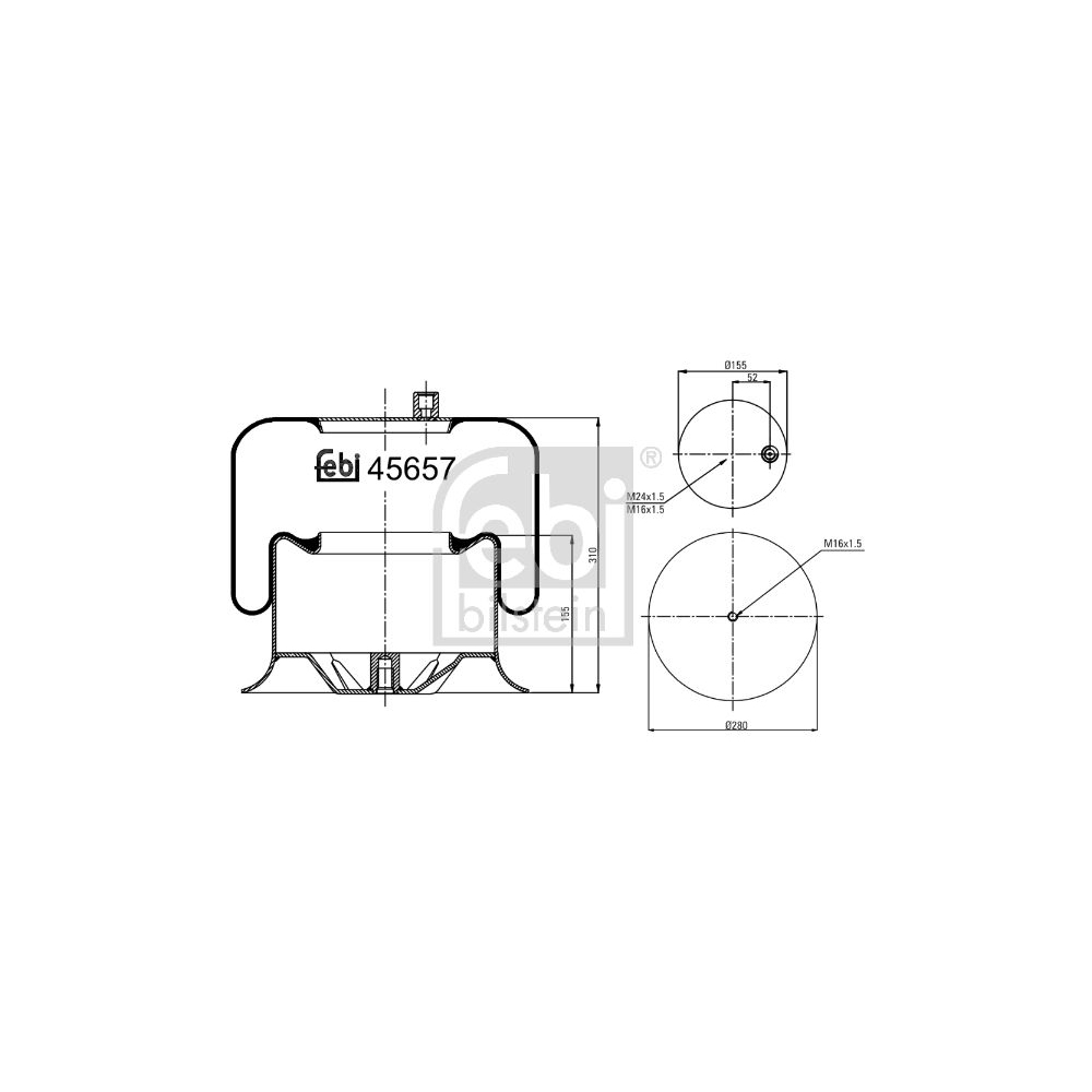 Febi Bilstein 1x 45657 Luftfederbalg mit Stahlkolben