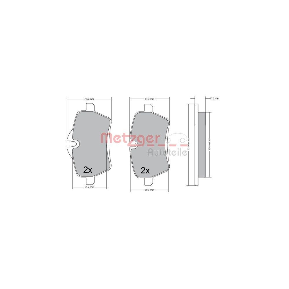 Bremsbelagsatz, Scheibenbremse METZGER 1170561 für BMW, Vorderachse