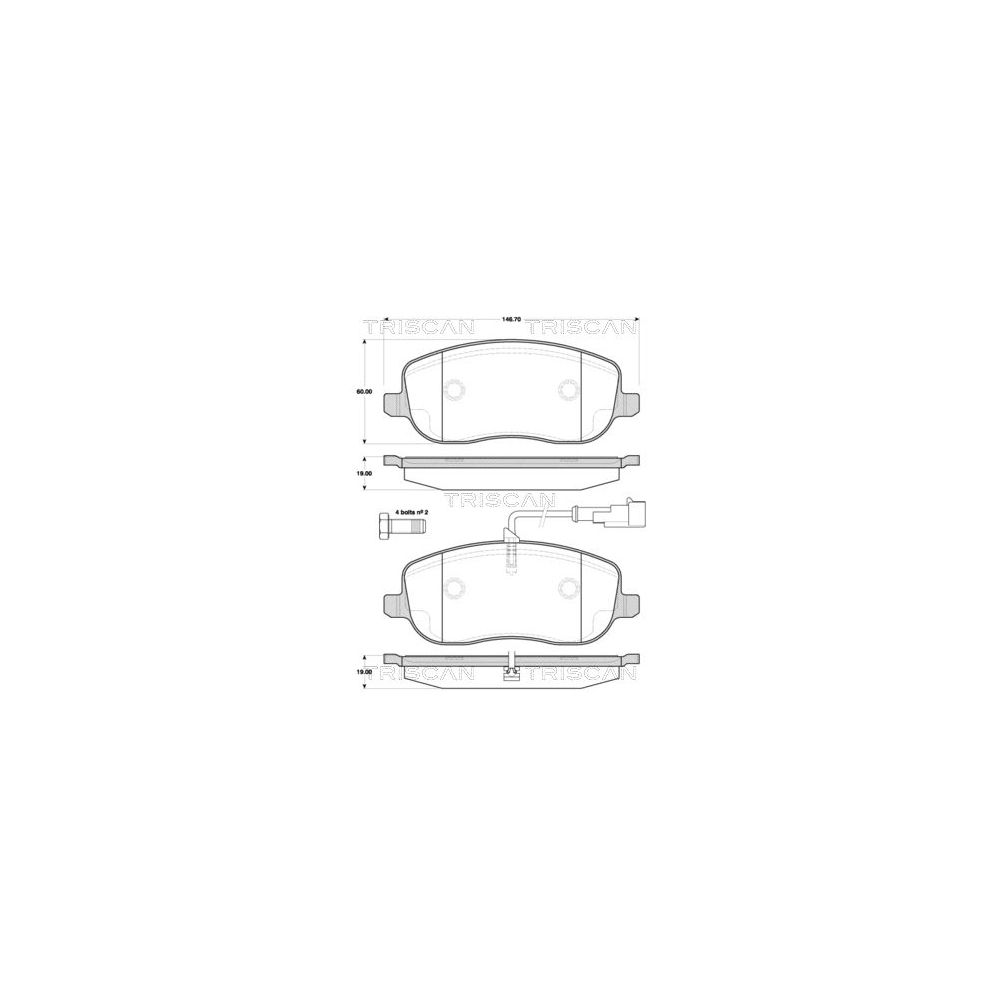 Bremsbelagsatz, Scheibenbremse TRISCAN 8110 15045 für FIAT, Vorderachse