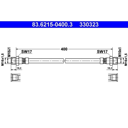 Bremsschlauch ATE 83.6215-0400.3 für FERRARI, Vorderachse