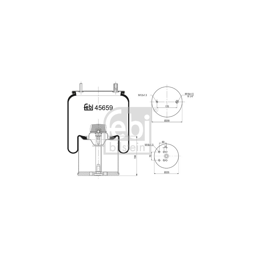 Febi Bilstein 45659 Luftfederbalg mit Stahlkolben , 1 Stück