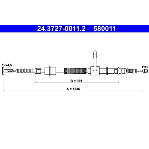 Seilzug, Feststellbremse ATE 24.3727-0011.2 für FIAT, hinten links