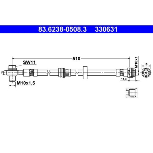 Bremsschlauch ATE 83.6238-0508.3 für VAG, Vorderachse