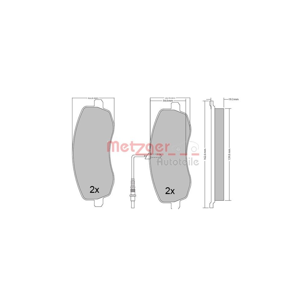 Bremsbelagsatz, Scheibenbremse METZGER 1170563 für CITROËN FIAT PEUGEOT