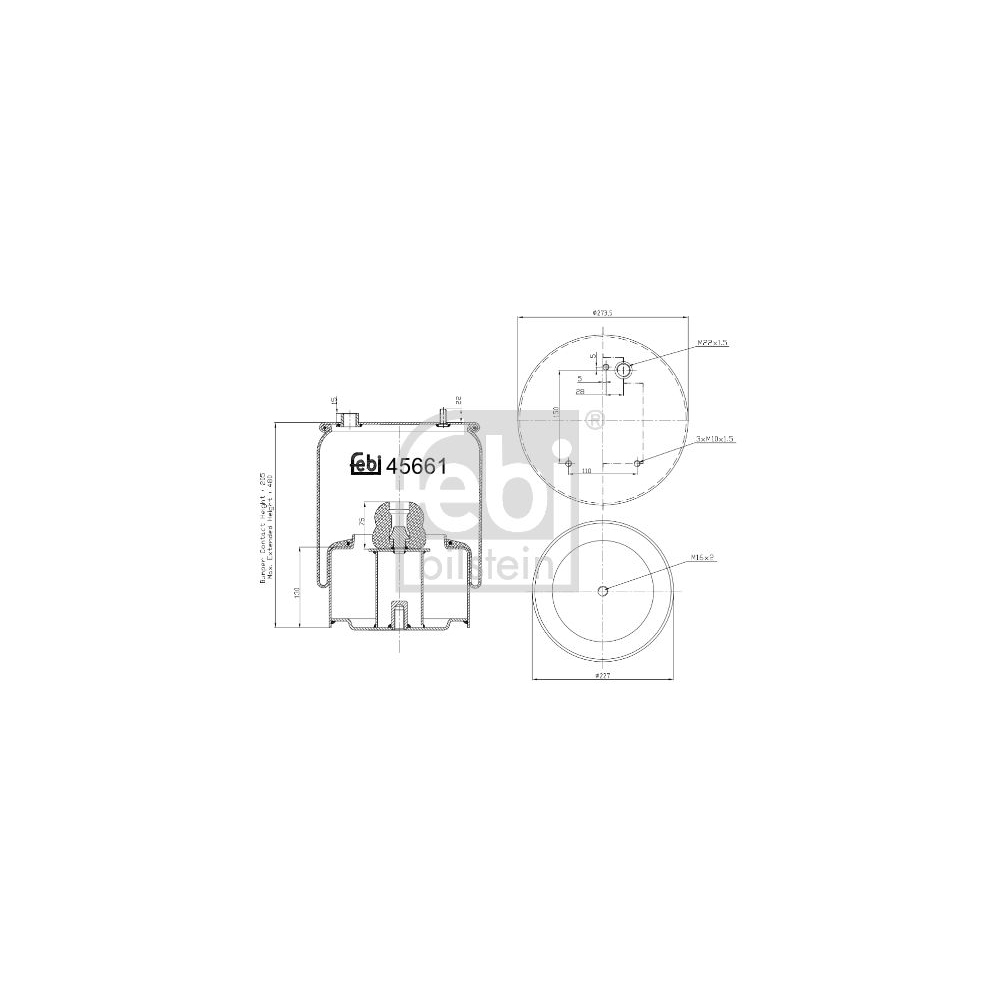 Febi Bilstein 45661 Luftfederbalg mit Stahlkolben , 1 Stück