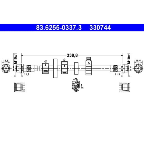 Bremsschlauch ATE 83.6255-0337.3 für VAG, Vorderachse links