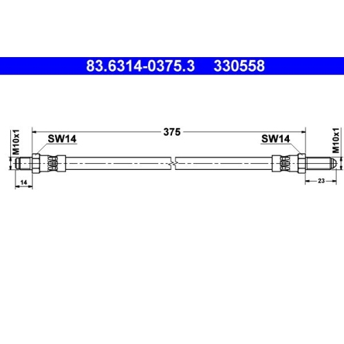 Bremsschlauch ATE 83.6314-0375.3 für JAGUAR, Vorderachse