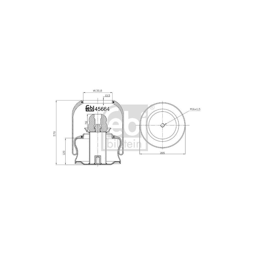 Febi Bilstein 1x 45664 Luftfederbalg mit Stahlkolben