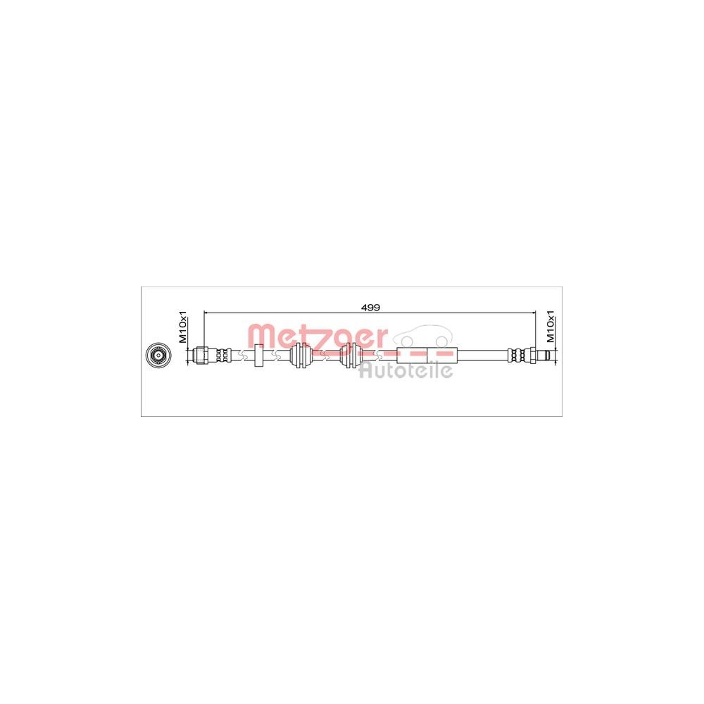 Bremsschlauch METZGER 4111776 GREENPARTS für MERCEDES-BENZ, Vorderachse links