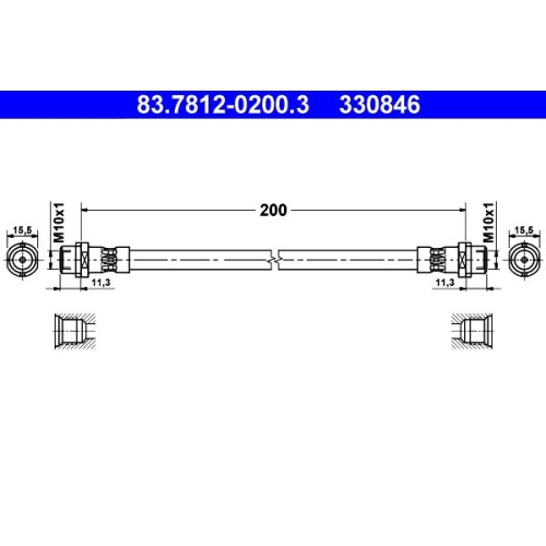 Bremsschlauch ATE 83.7812-0200.3 für VAG, Hinterachse