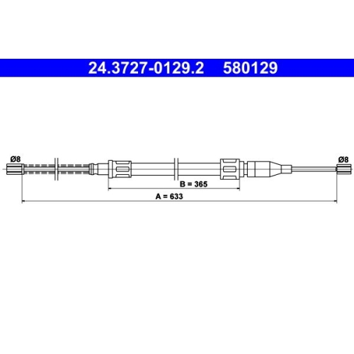 Seilzug, Feststellbremse ATE 24.3727-0129.2 für VAG, hinten