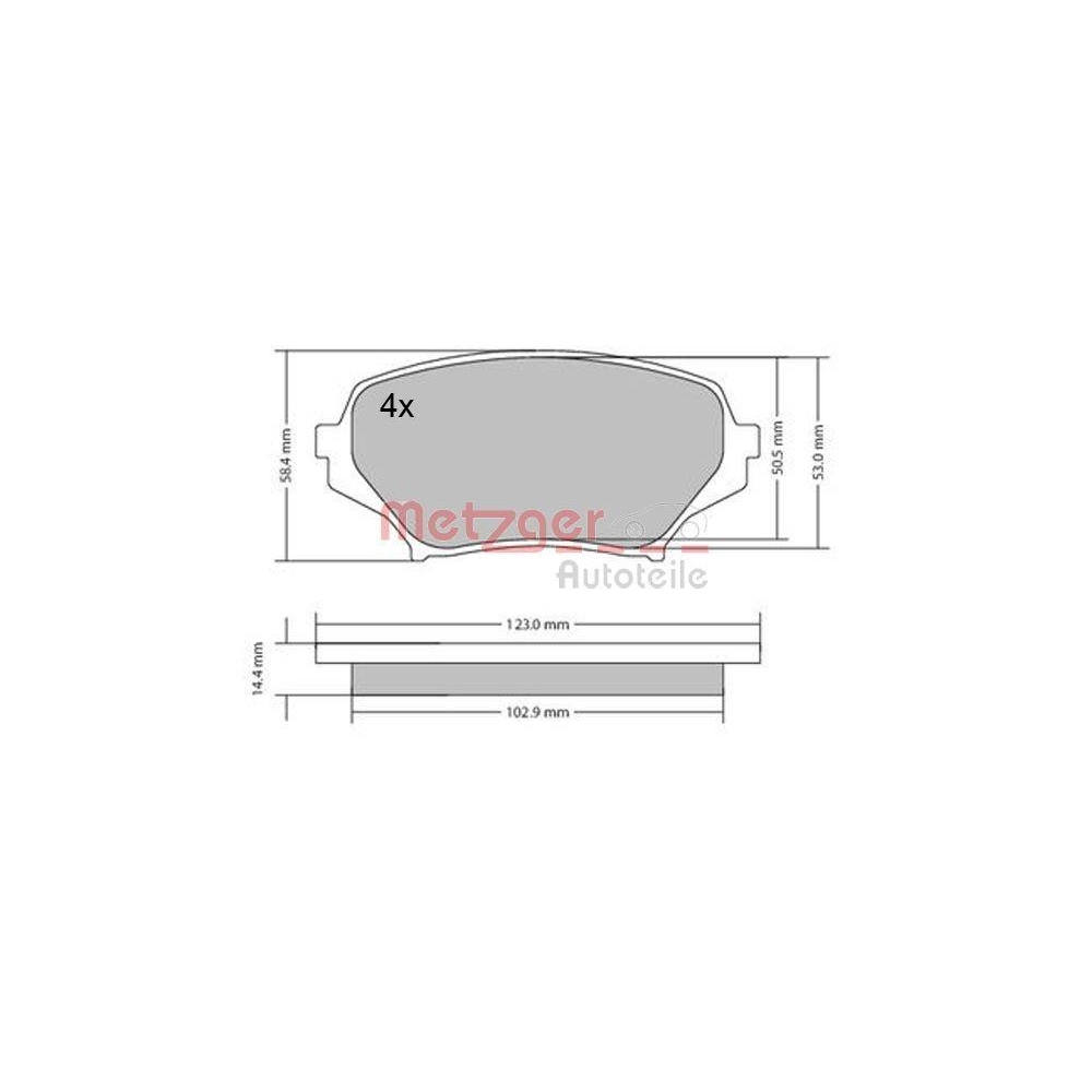 Bremsbelagsatz, Scheibenbremse METZGER 1170589 für MAZDA, Vorderachse