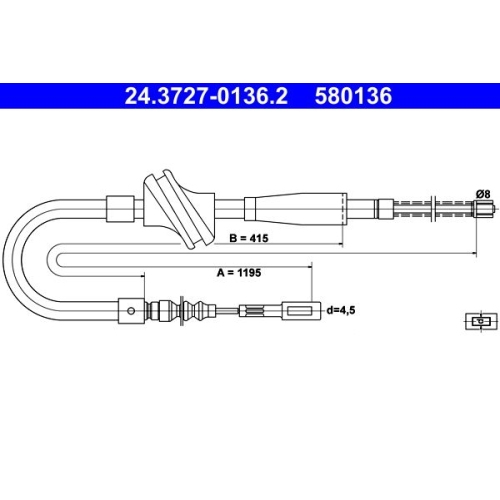 Seilzug, Feststellbremse ATE 24.3727-0136.2 für VAG, hinten links