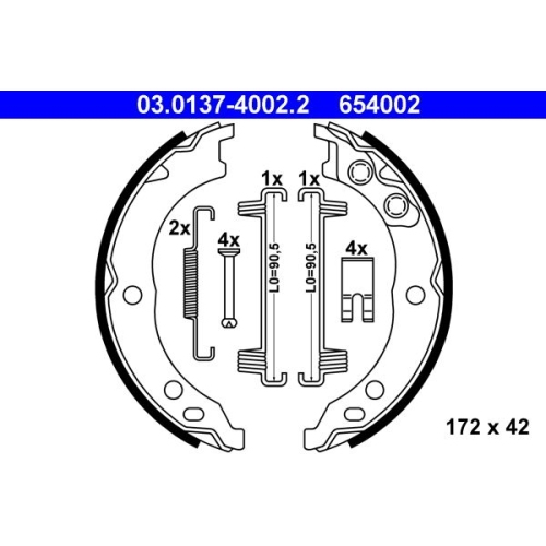 Bremsbackensatz, Feststellbremse ATE 03.0137-4002.2 für CITROËN FIAT PEUGEOT