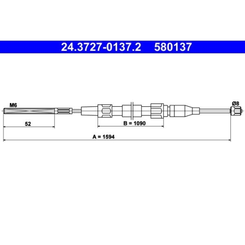 Seilzug, Feststellbremse ATE 24.3727-0137.2 für VAG, vorne