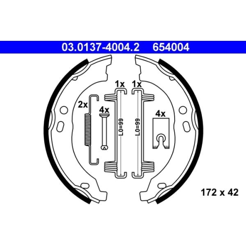 Bremsbackensatz, Feststellbremse ATE 03.0137-4004.2 für CITROËN FIAT PEUGEOT