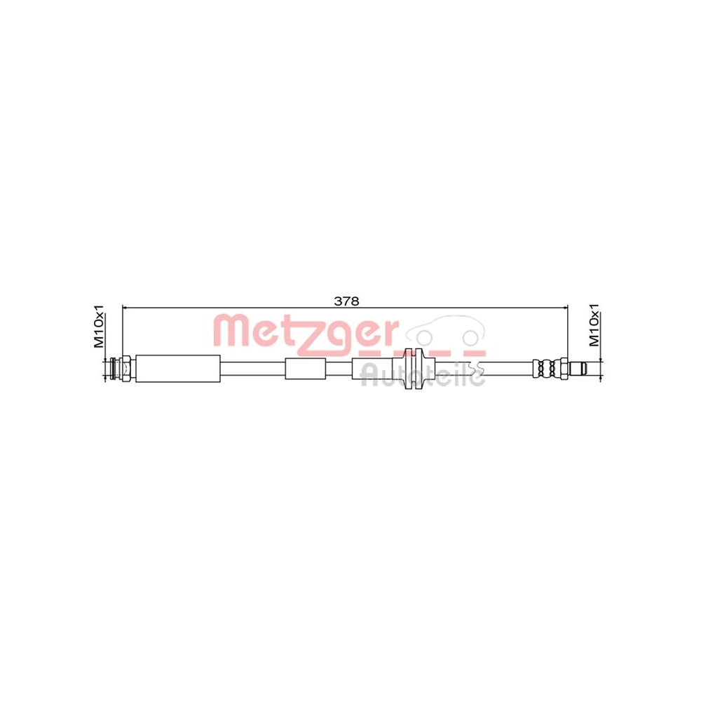 Bremsschlauch METZGER 4111800 GREENPARTS für FIAT LANCIA, Vorderachse links