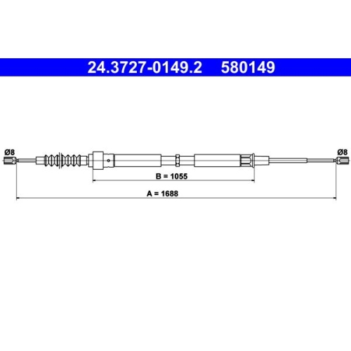 Seilzug, Feststellbremse ATE 24.3727-0149.2 für SEAT SKODA VAG, hinten