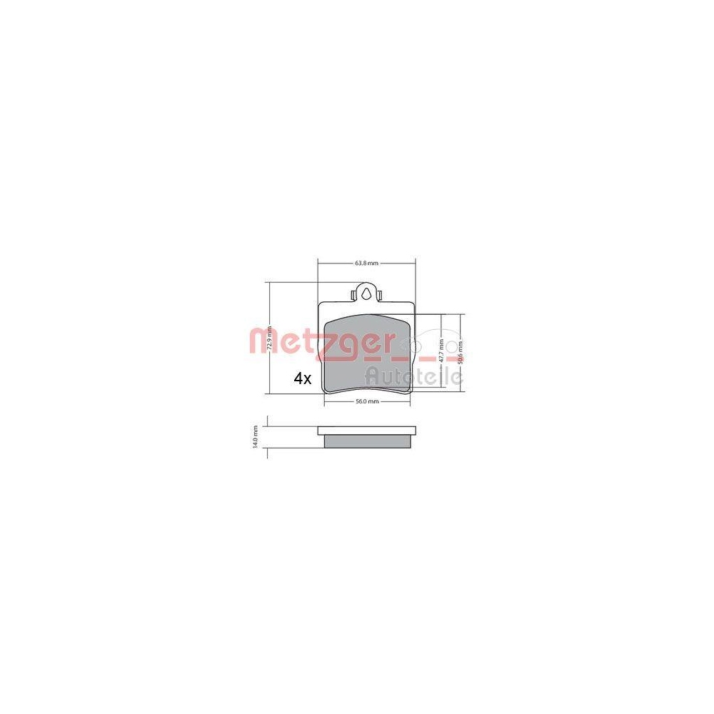 Bremsbelagsatz, Scheibenbremse METZGER 1170016 für MERCEDES-BENZ, Hinterachse