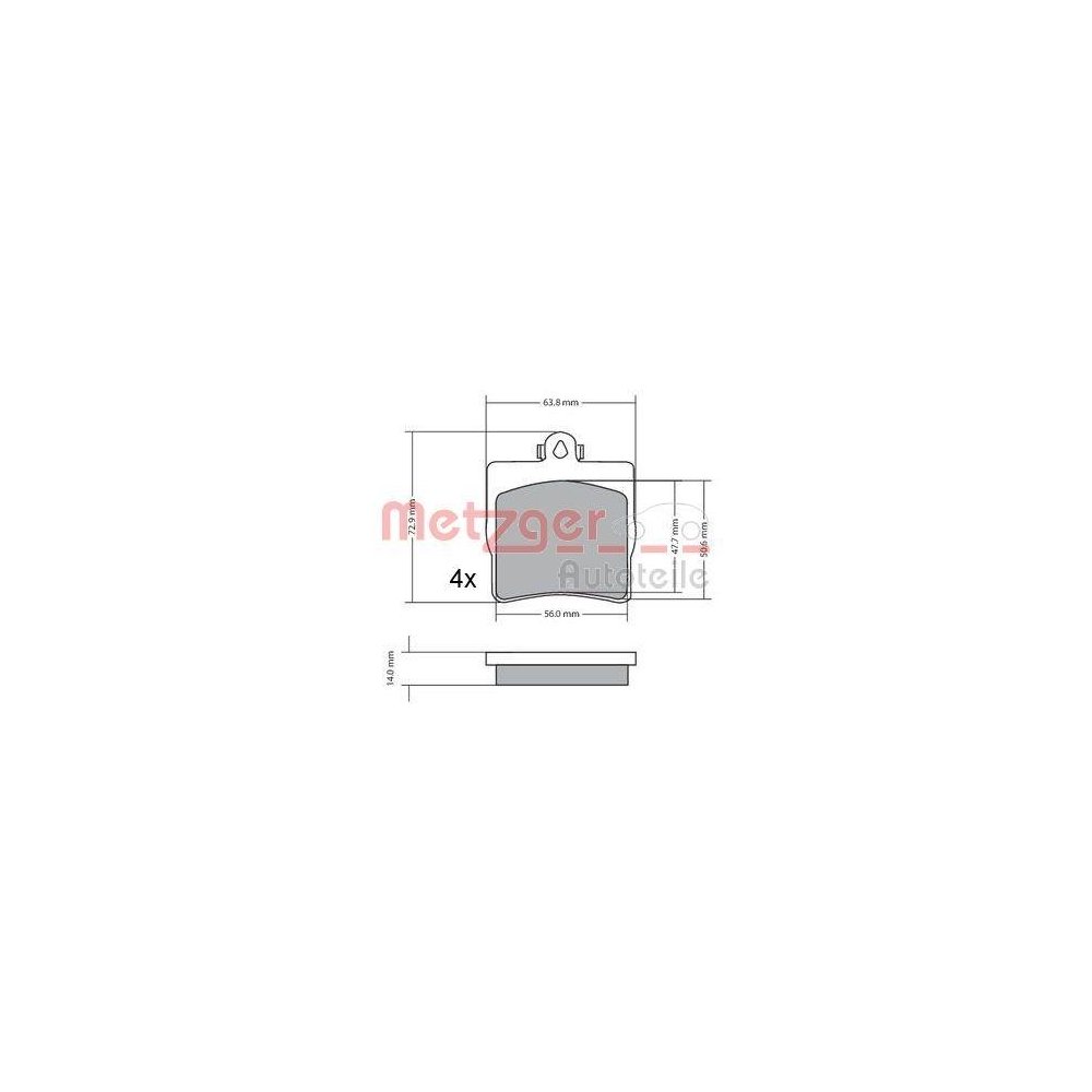 Bremsbelagsatz, Scheibenbremse METZGER 1170016 für MERCEDES-BENZ, Hinterachse