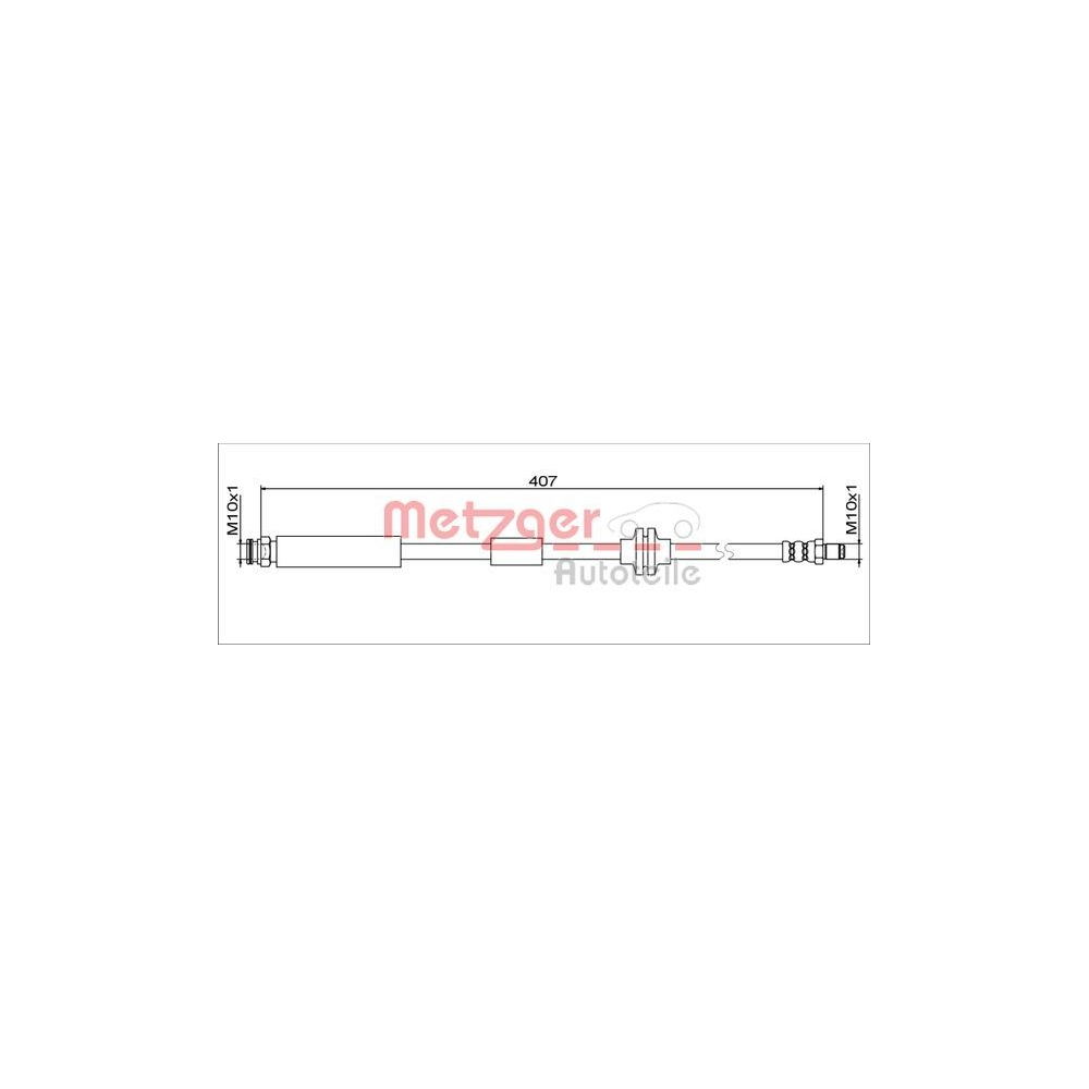 Bremsschlauch METZGER 4111801 für FIAT, Vorderachse links, Vorderachse rechts