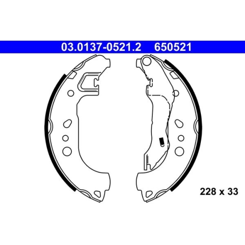 Bremsbackensatz ATE 03.0137-0521.2 für SEAT SKODA, Hinterachse