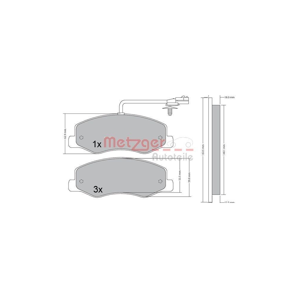 Bremsbelagsatz, Scheibenbremse METZGER 1170595 für OPEL RENAULT, Hinterachse