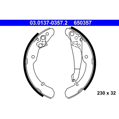 Bremsbackensatz ATE 03.0137-0357.2 für SEAT SKODA VAG, Hinterachse