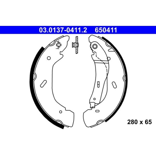 Bremsbackensatz ATE 03.0137-0411.2 für FORD, Hinterachse