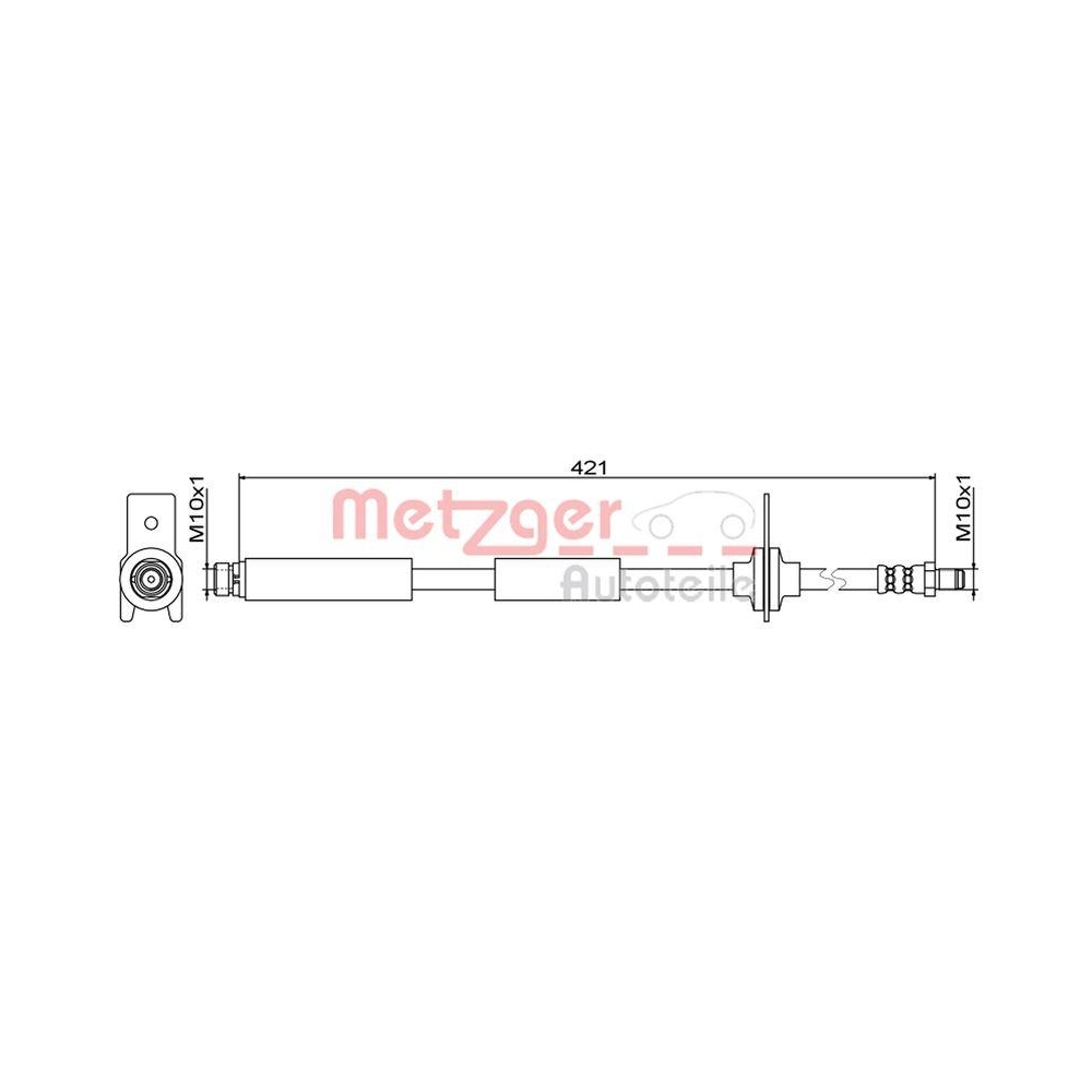 Bremsschlauch METZGER 4111814 für FORD, Hinterachse links, Hinterachse rechts