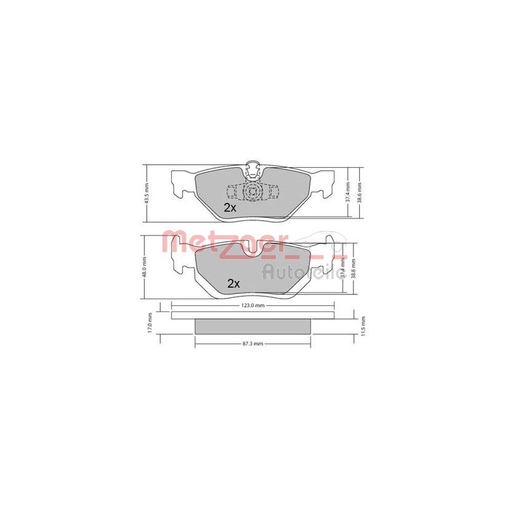 Bremsbelagsatz, Scheibenbremse METZGER 1170031 für BMW, Hinterachse