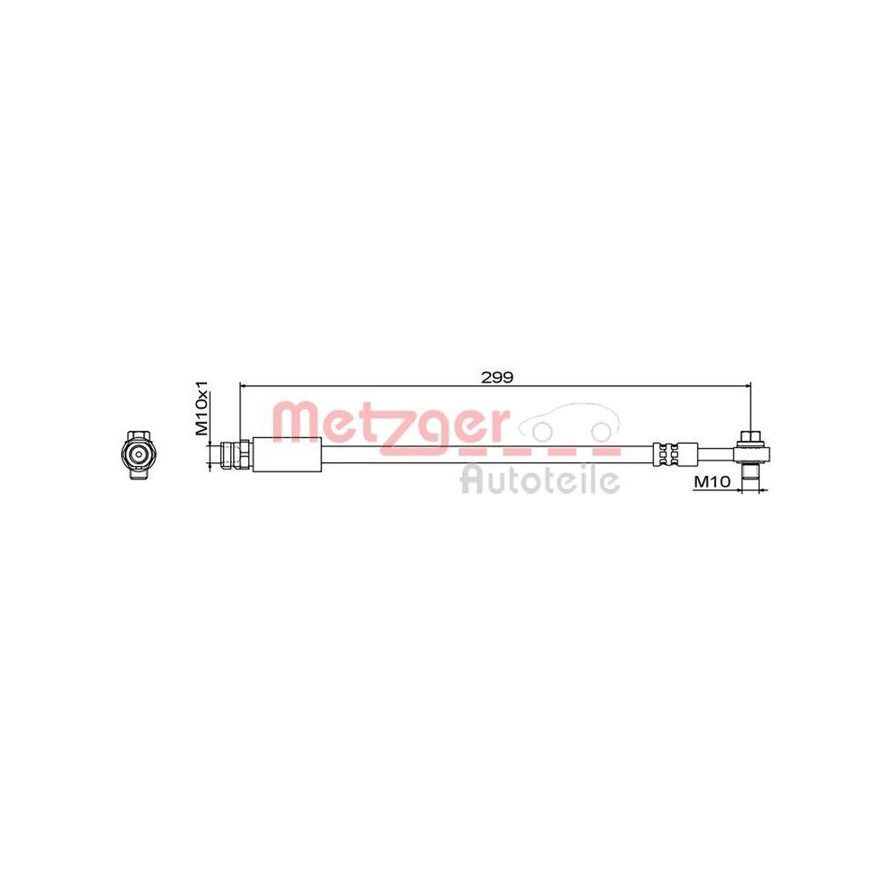 Bremsschlauch METZGER 4111827 GREENPARTS für AUDI VW, Hinterachse links