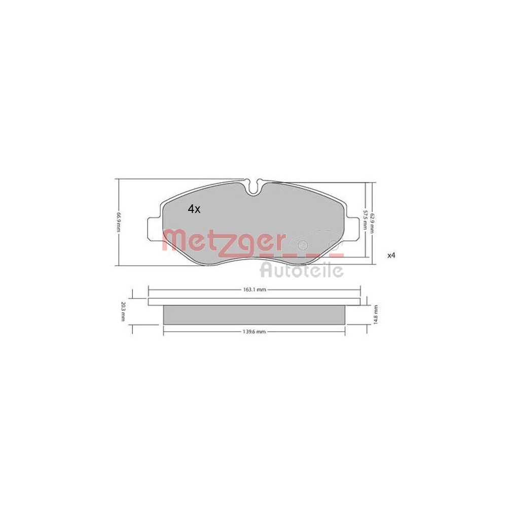 Bremsbelagsatz, Scheibenbremse METZGER 1170040 GREENPARTS für MERCEDES-BENZ VAG