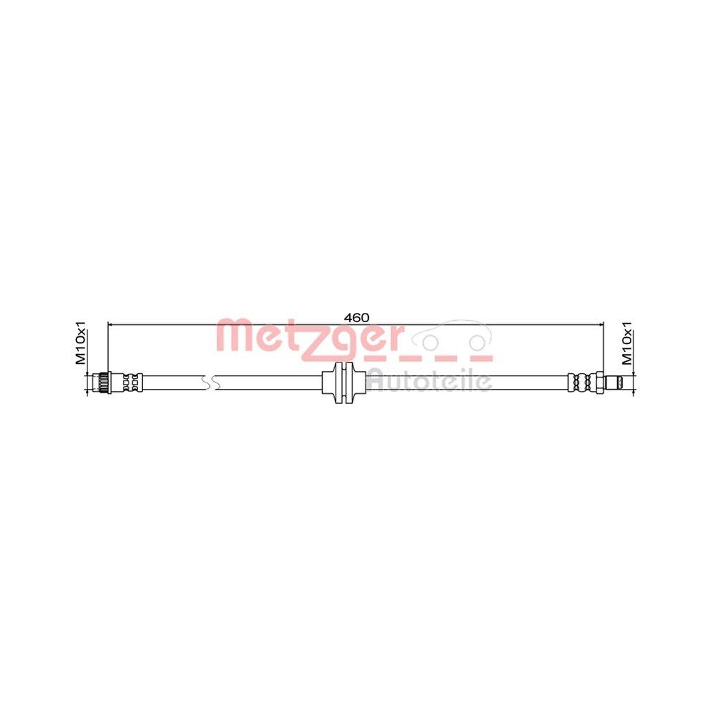 Bremsschlauch METZGER 4111833 für RENAULT, Vorderachse links, Vorderachse rechts