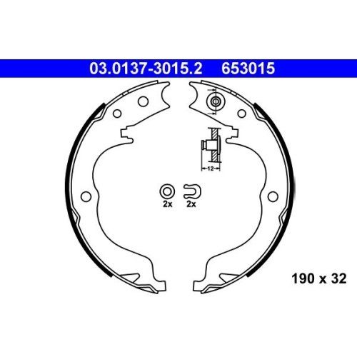 Bremsbackensatz, Feststellbremse ATE 03.0137-3015.2 für CITROËN MITSUBISHI