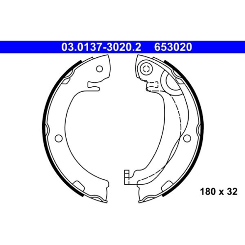 Bremsbackensatz, Feststellbremse ATE 03.0137-3020.2 für TOYOTA, Hinterachse