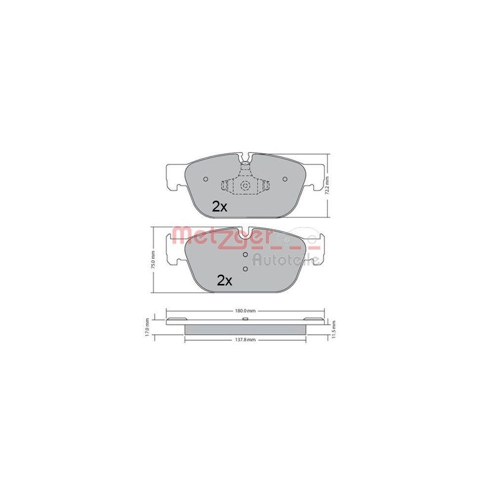 Bremsbelagsatz, Scheibenbremse METZGER 1170619 GREENPARTS für CITROËN PEUGEOT