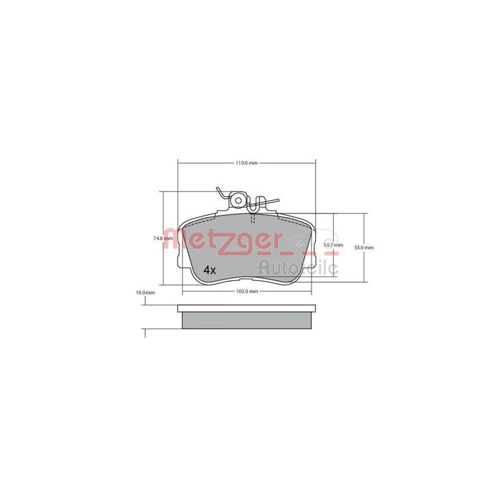 Bremsbelagsatz, Scheibenbremse METZGER 1170069 für MERCEDES-BENZ, Vorderachse