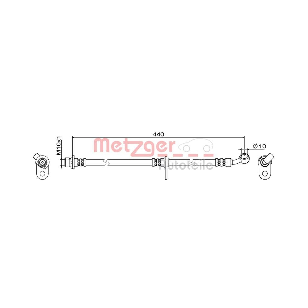 Bremsschlauch METZGER 4111846 für HONDA, Vorderachse rechts