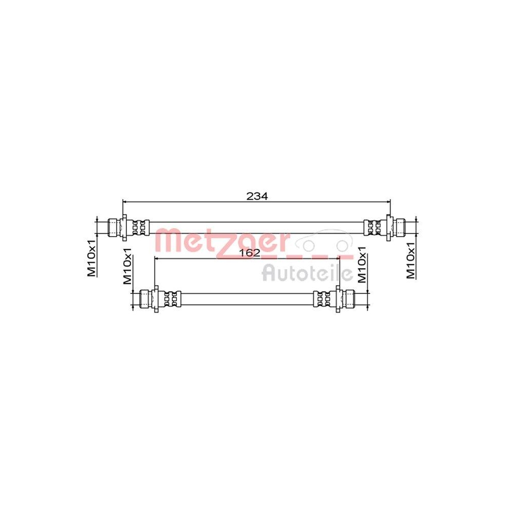 Bremsschlauch METZGER 4111861 für HONDA, Hinterachse rechts