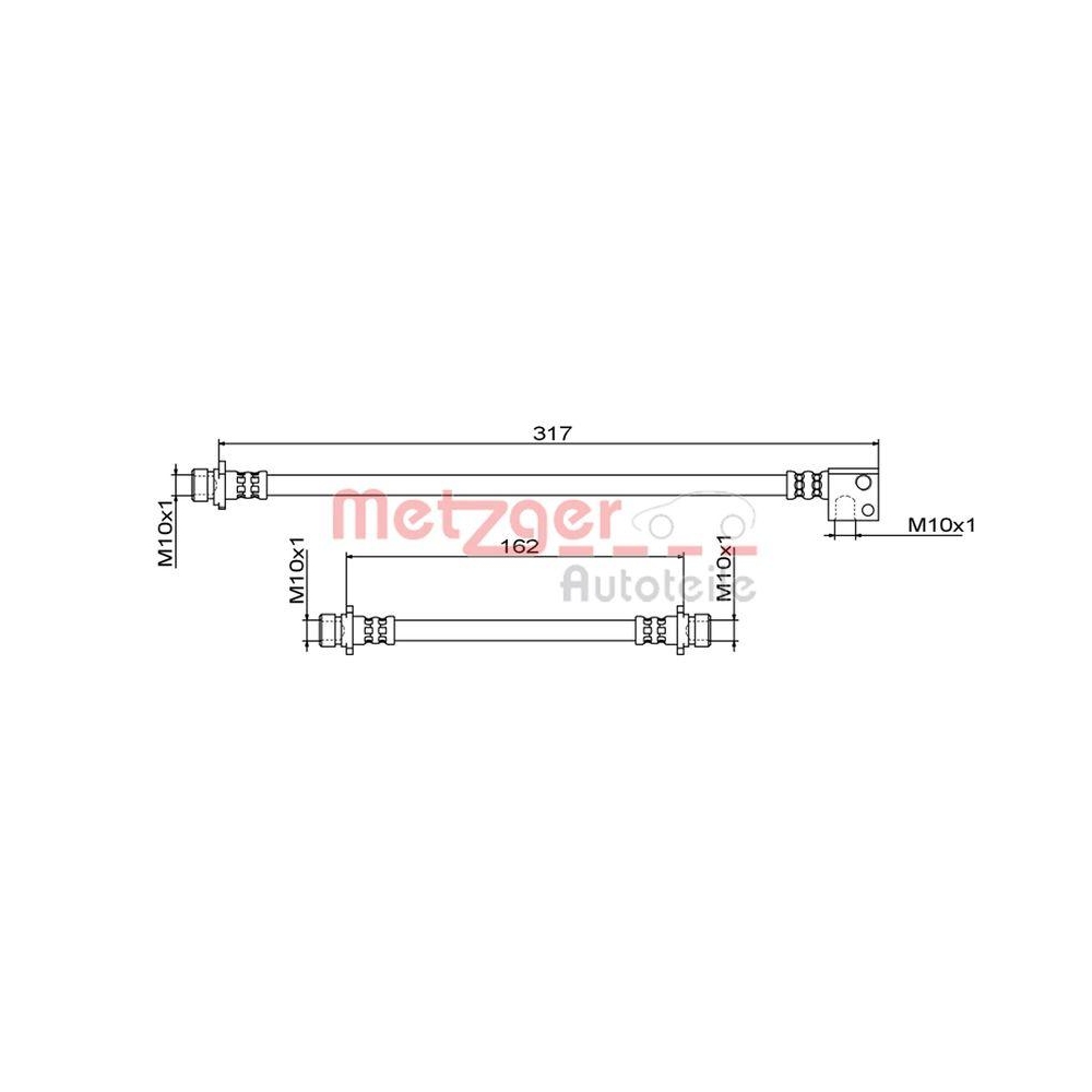 Bremsschlauch METZGER 4111862 für HONDA, Hinterachse links