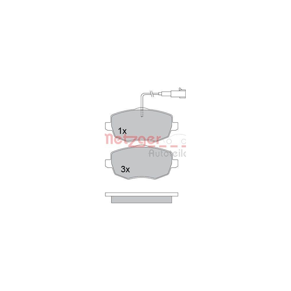 Bremsbelagsatz, Scheibenbremse METZGER 1170634 für FIAT, Vorderachse