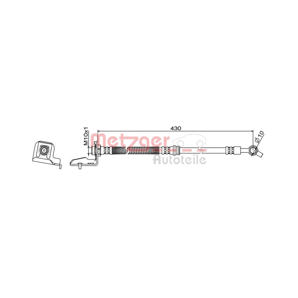 Bremsschlauch METZGER 4111865 für HYUNDAI, Vorderachse links