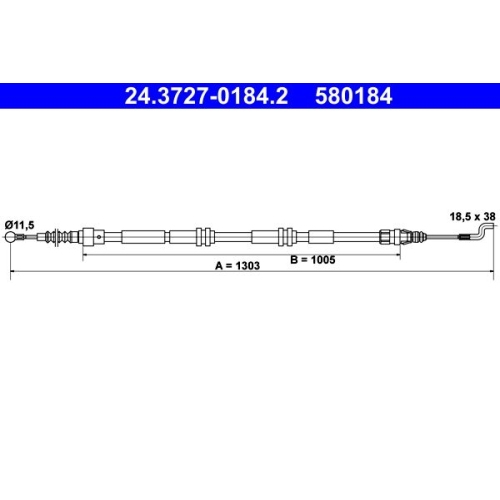 Seilzug, Feststellbremse ATE 24.3727-0184.2 für VAG, hinten