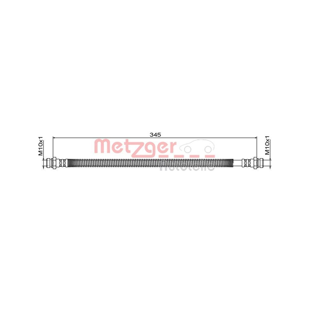 Bremsschlauch METZGER 4111881 für KIA, Hinterachse rechts, innen